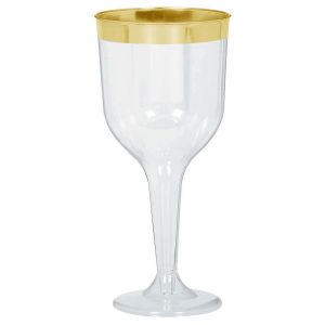 Premium Clear Wine Glasses With Gold Trim - 8 Pack