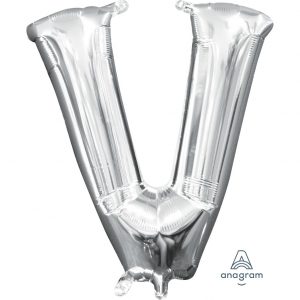 V Silver Jumbo Foil Balloon