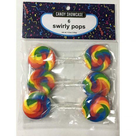 Rainbow Swirly Lollipops - 6 Pack