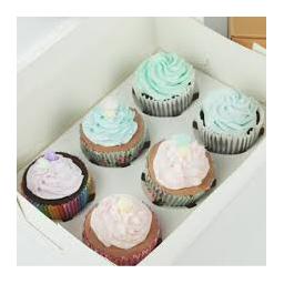 6 Hole White Cupcake Box