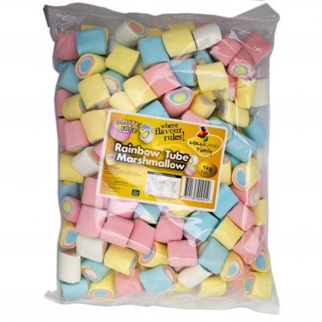 Rainbow Marshmallow Tubes - Bulk 1kg