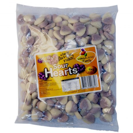 Purple Sour Hearts - Bulk 1kg