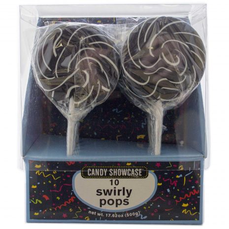 Black Large Swirly Lollipops - 10 Pack