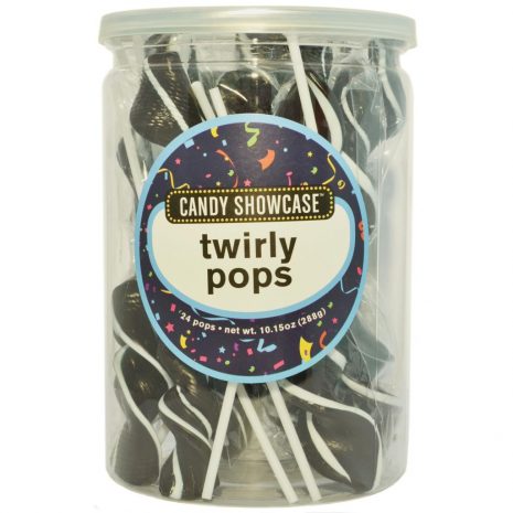 Black Twirly Lollipops - 24 Pack