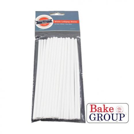 WHITE PLASTIC LOLLIPOP STICKS 15CM (6 INCH) - PACKS OF 25