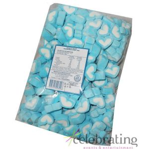 Large Blue and White Heart Marshmallows 1kg