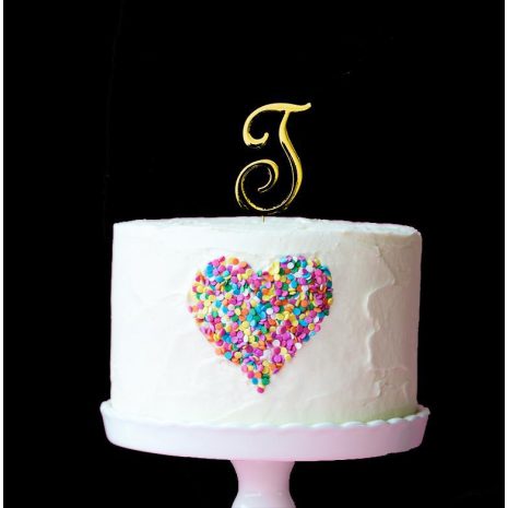 GOLD Cake Topper (7cm) - LETTER T