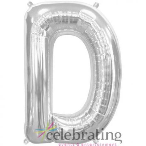 14in Silver Letter D Air-fill Foil Balloon