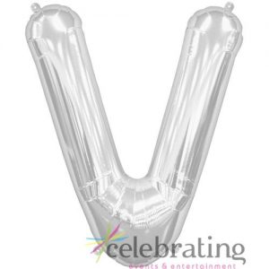 14in Silver Letter V Air-fill Foil Balloon