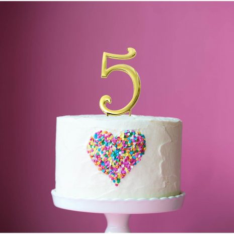 GOLD Cake Topper (7cm) - NUMBER 5