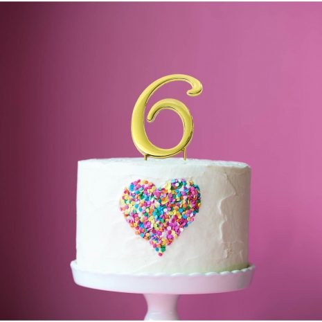 GOLD Cake Topper (7cm) - NUMBER 6