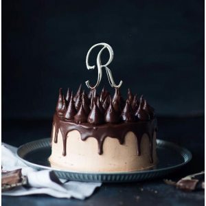 SILVER Cake Topper (7cm) - LETTER R