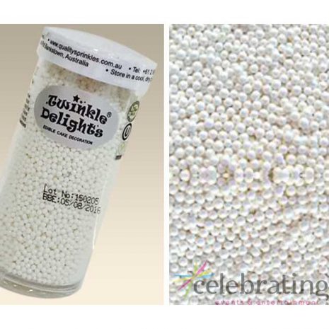 Natural Edible Pearlized White Non Pareils 100's & 1000's 75g